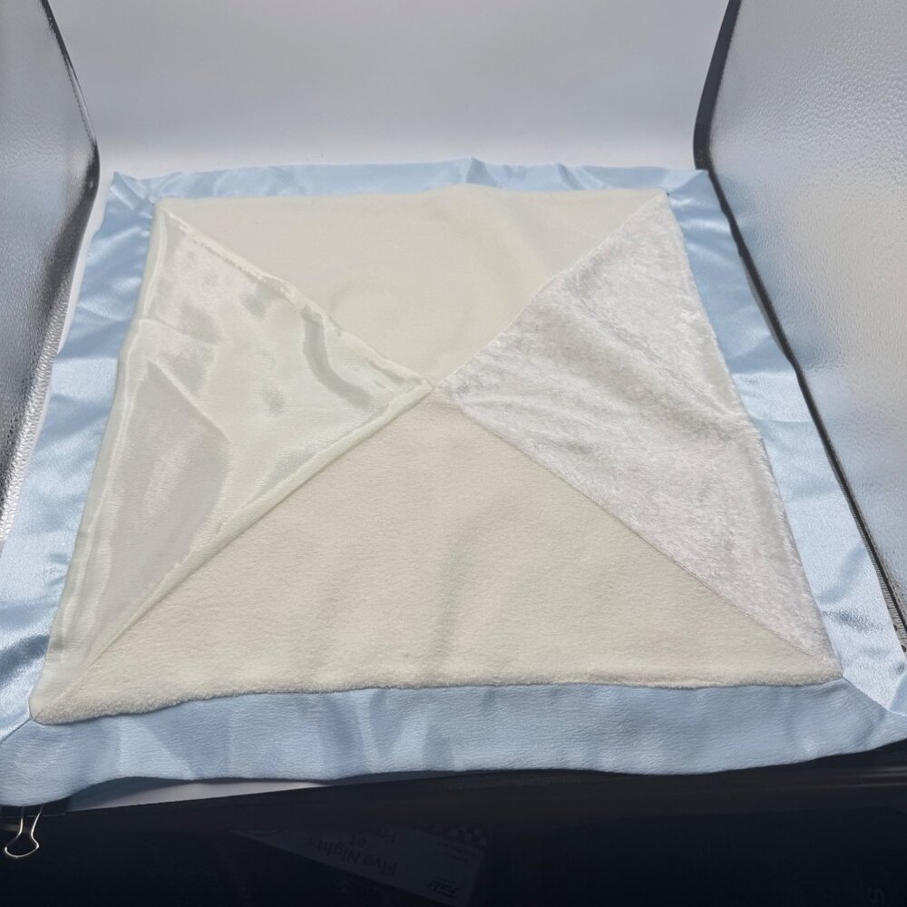 My Angel Blankie Angelic Inspirations Baby Blanket Lovey Satin Trim Blue & White